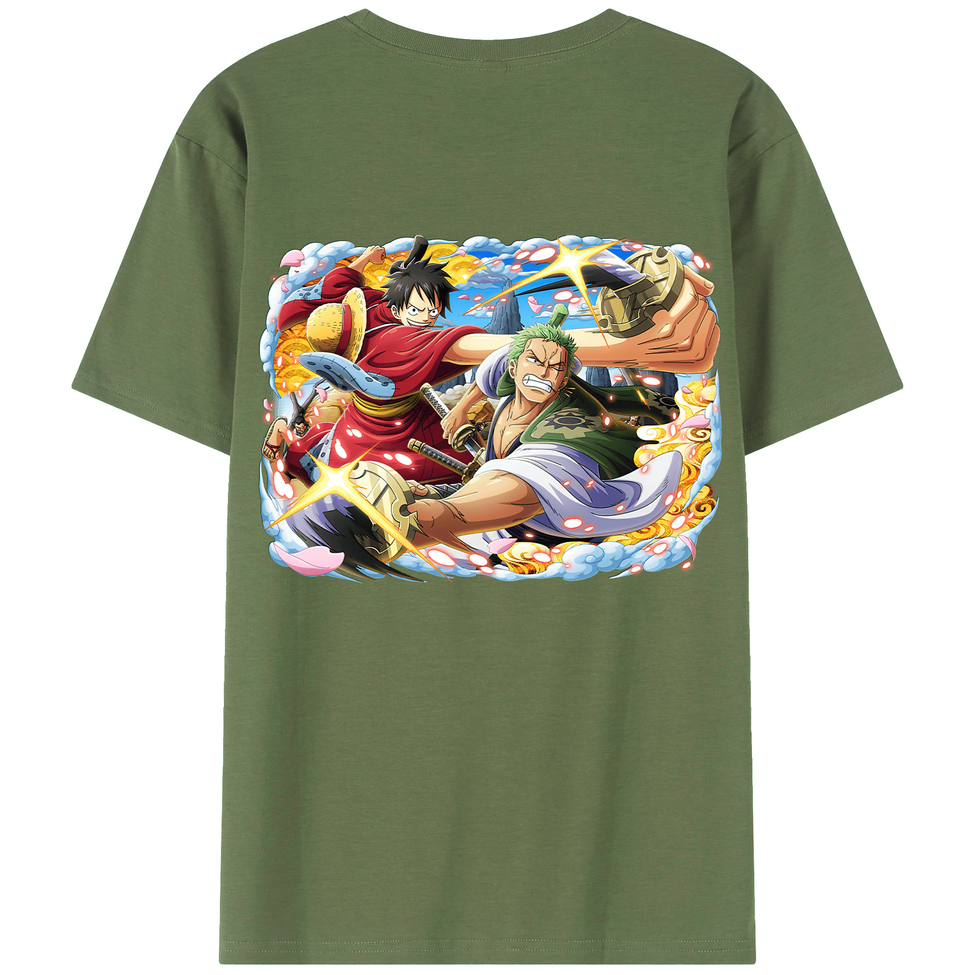 ワンピース モンキー・D・ルフィ ONE PIECE Monkey D. Luffy 綿100％ メンズ半袖Tシャツ（バックプリント） 通気性